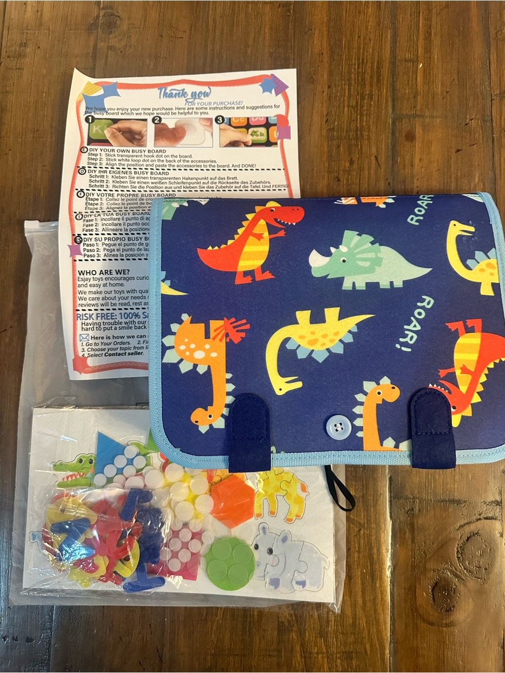Kids Dinosaur Activity Bag - Blue Dino Busy Board Case